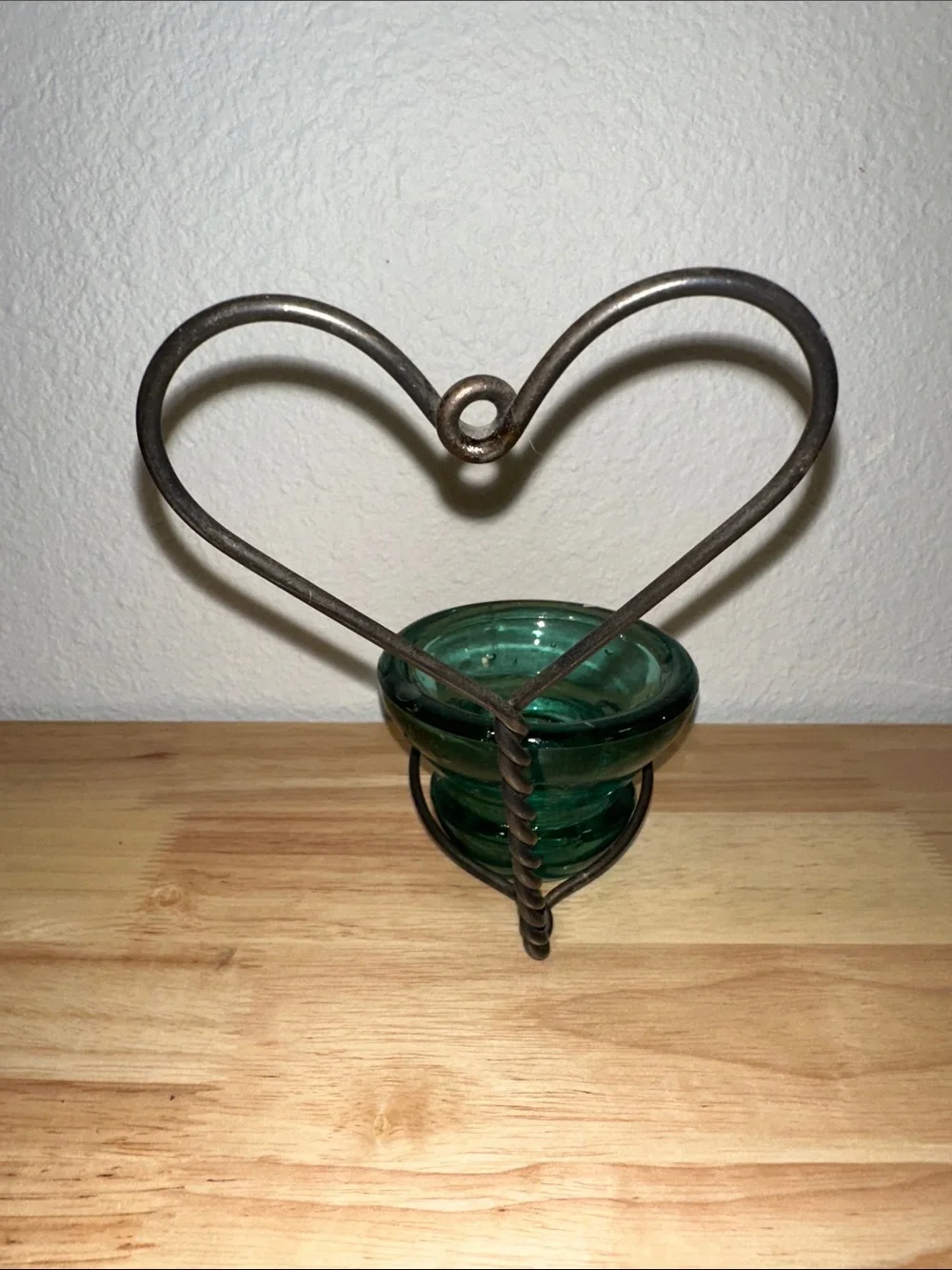 Vintage Green Glass Insulator Hanging Candle Holder / Planter Wall Decor